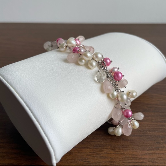 Sterling Silver Pink Bracelet For Breast Cancer Awareness - Picture 2 of 6